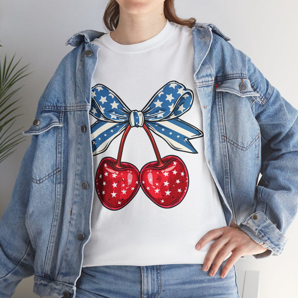 July 4th Cherry Women Heavy Cotton Tee