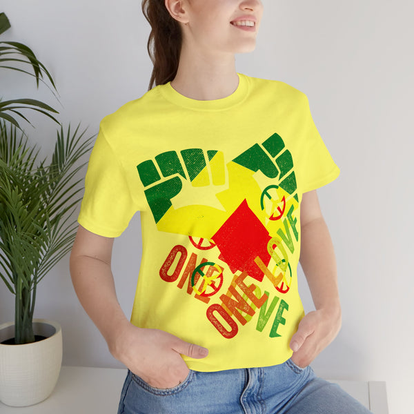 One Love T-Shirt - Spread Peace and Unity in Style - Woman's Jersey Short Sleeve Tee