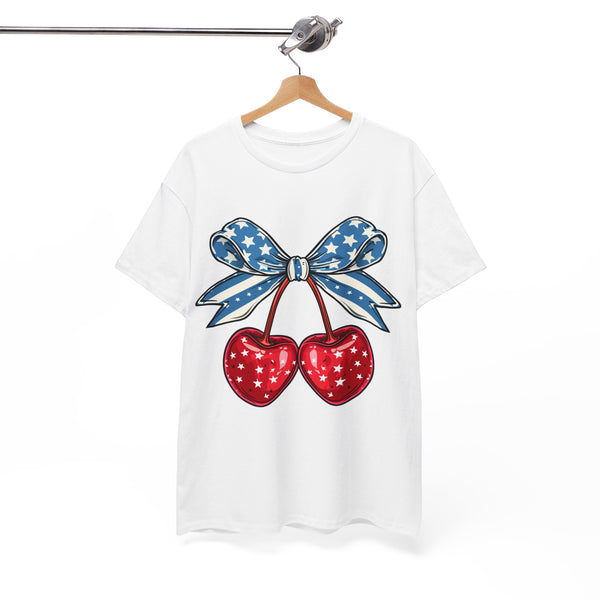 July 4th Cherry Women Heavy Cotton Tee