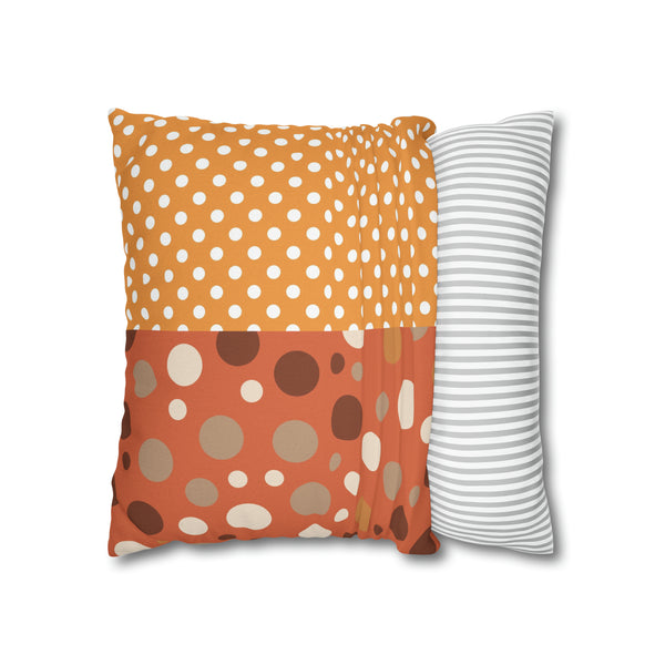 Large Warm Color Polka Dots Spun Polyester Square Throw Pillowcase