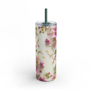 3D Flowers Maars Maker Skinny Matte Tumbler, 20oz