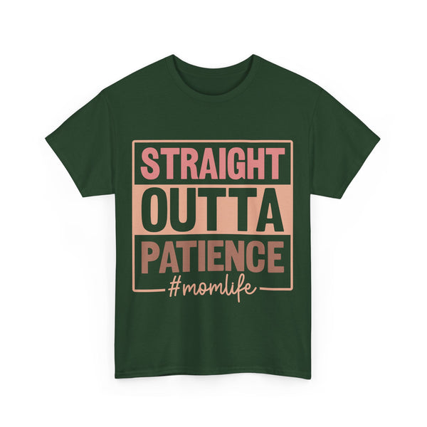 "Straight Outta Patience - Mom Life" Plus Size Women Heavy Cotton Tee T-Shirt