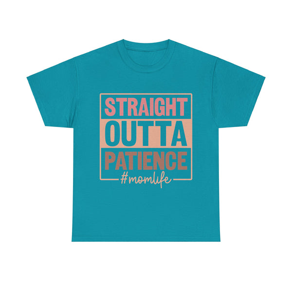 "Straight Outta Patience - Mom Life" Plus Size Women Heavy Cotton Tee T-Shirt