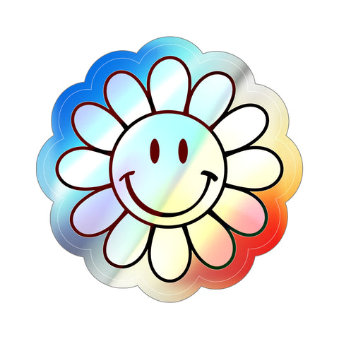 Flower Smiley Face Holographic Die-cut Stickers