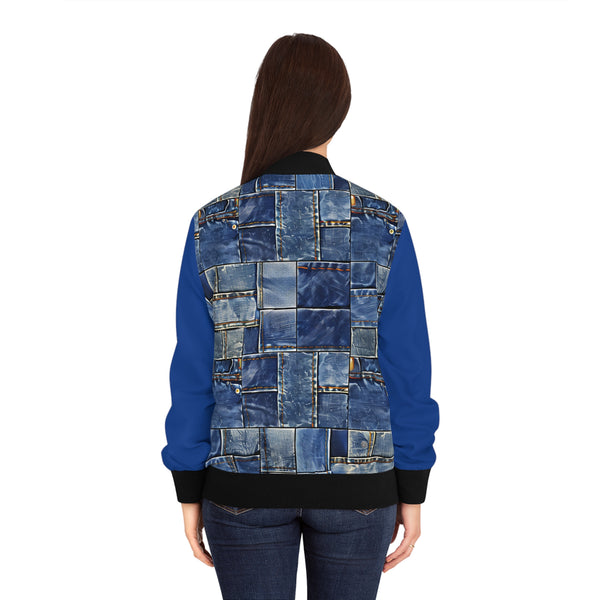 Denim Print Women's Bomber Jacket