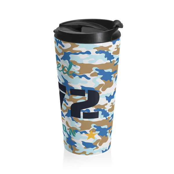 Limited Ed. 1972 Blue Camo Stainless Steel Travel Mug 15 oz.