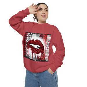 Red Lips Unisex Garment-Dyed Sweatshirt