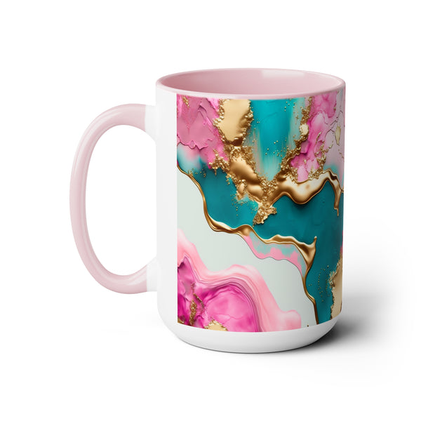 Marble Pink & Gold  Mother's Day Two-Tone Coffee Mugs Cup, 15oz