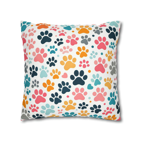 Dog Paw Print Spun Polyester Square Pillowcase