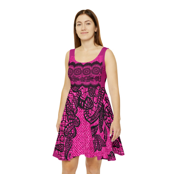 Pink Lace Sunflower Women's Skater Dress