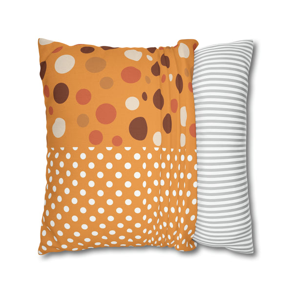 Large Warm Color Polka Dots Spun Polyester Square Throw Pillowcase