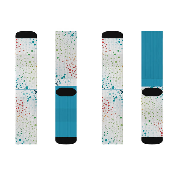 Teal/White Polka Dots Sublimation Woman Socks