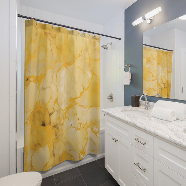 Yellow Marble Gold  Shower Curtains