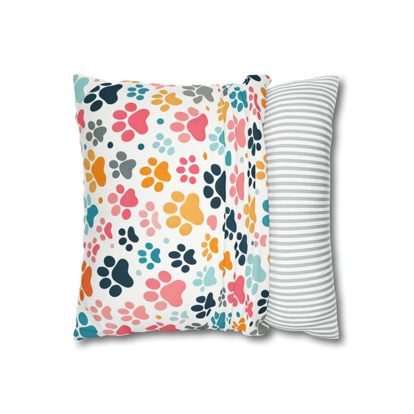 Dog Paw Print Spun Polyester Square Pillowcase