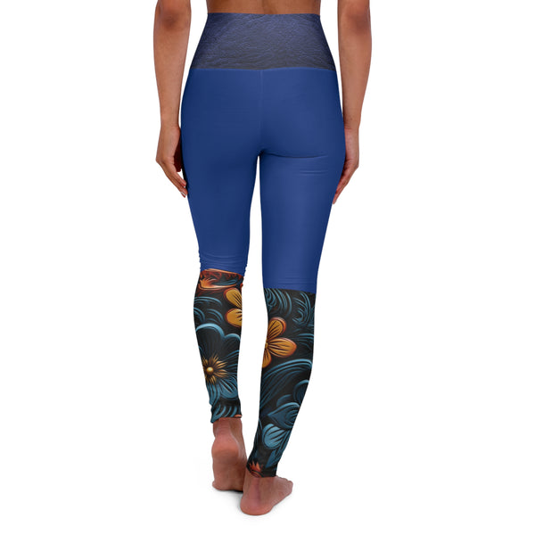 Two Tone  Flowers High Waisted Yoga Leggings