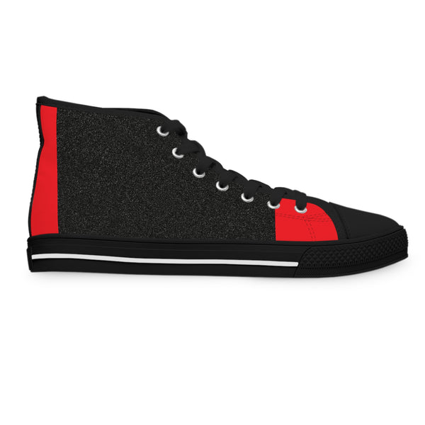 Heart Red /Black Women's High Top Sneakers