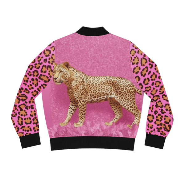 Pink Cheetah, Zebra & Lion Print Women's Bomber Jacket