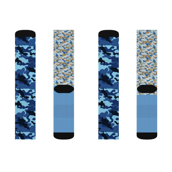 Blue Camo Sublimation Woman Socks