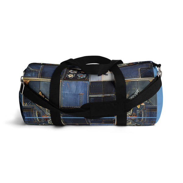 Denim Print Duffel Gym Bag