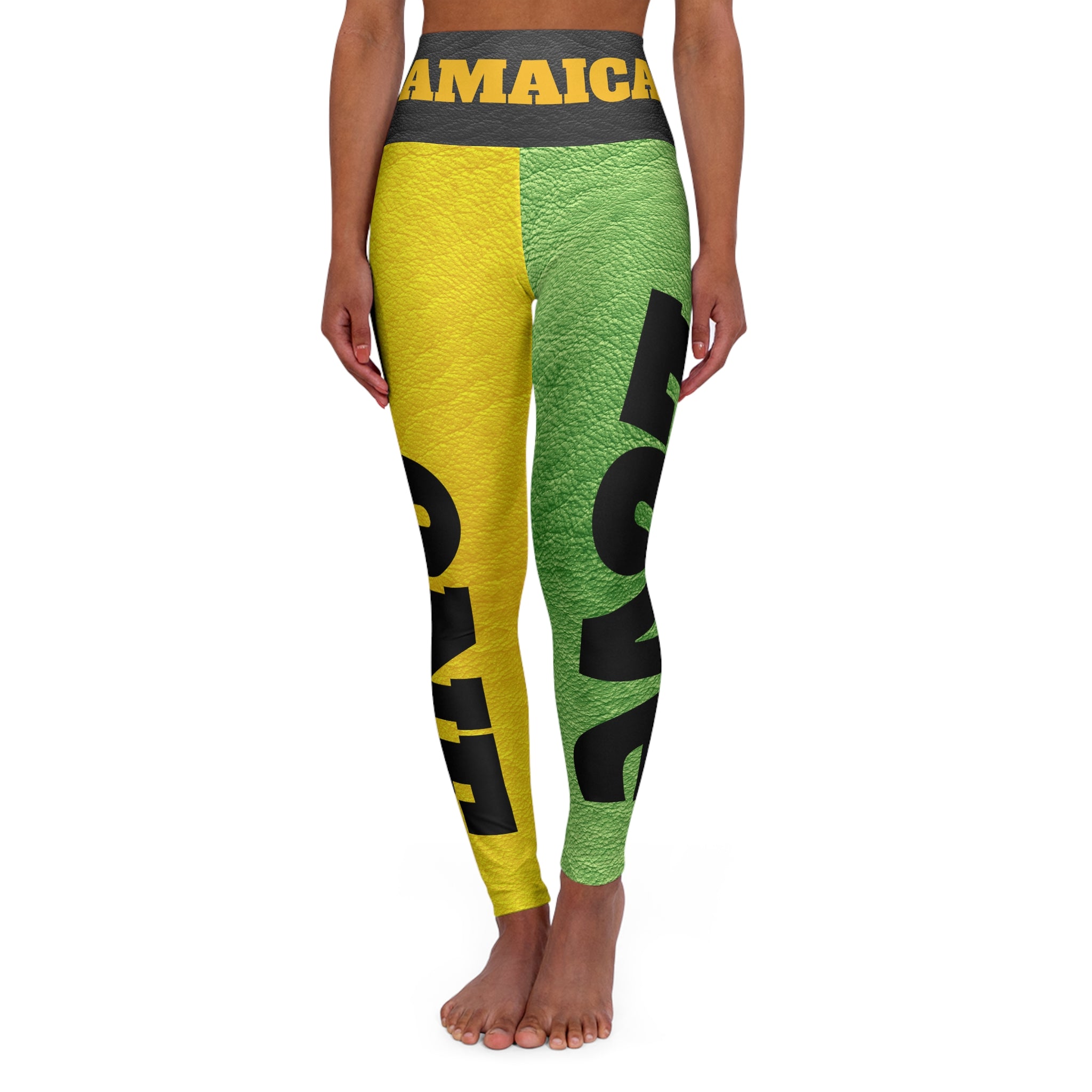 Jamaica "One Love" Faux Leather High Waisted Yoga Leggings