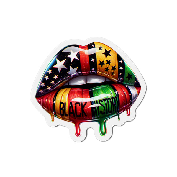Black History Juneteenth Dripping Lips Die-Cut Magnets