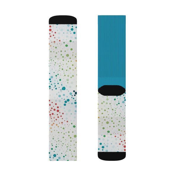 Teal/White Polka Dots Sublimation Woman Socks