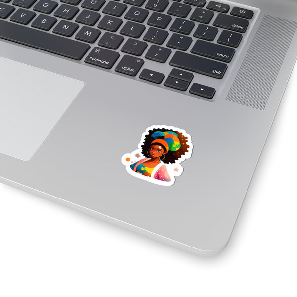 Colorful Afro-Futuristic Woman Kiss-Cut Stickers