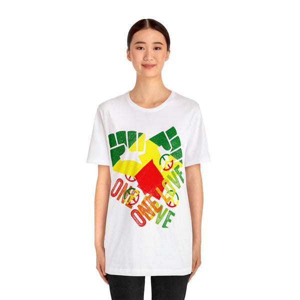 One Love T-Shirt - Spread Peace and Unity in Style - Woman's Jersey Short Sleeve Tee