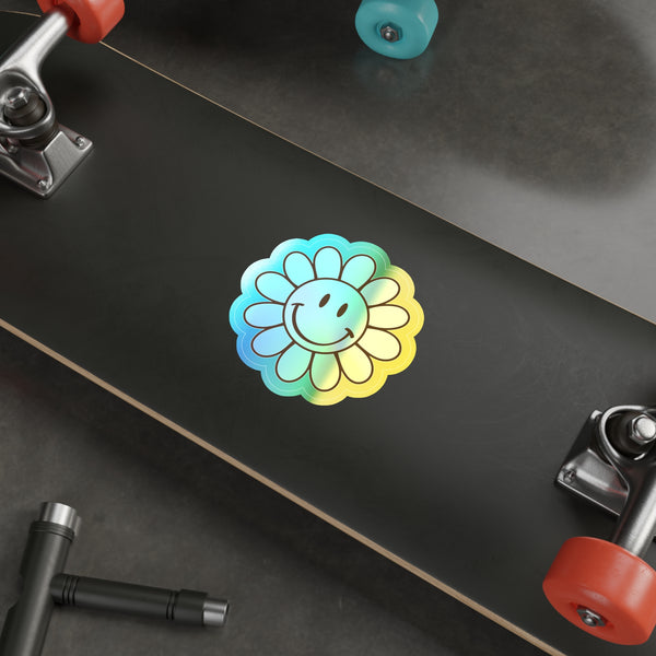 Flower Smiley Face Holographic Die-cut Stickers