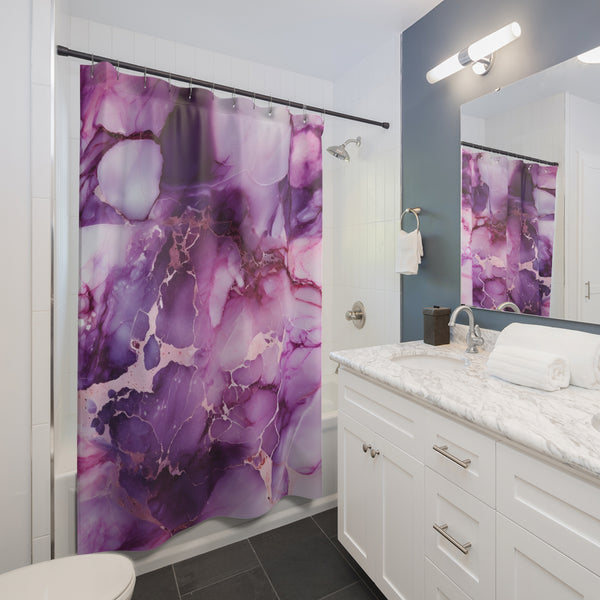 Purple Marble Gold  Shower Curtains