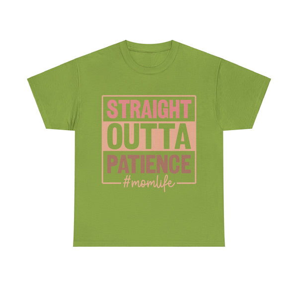 "Straight Outta Patience - Mom Life" Plus Size Women Heavy Cotton Tee T-Shirt