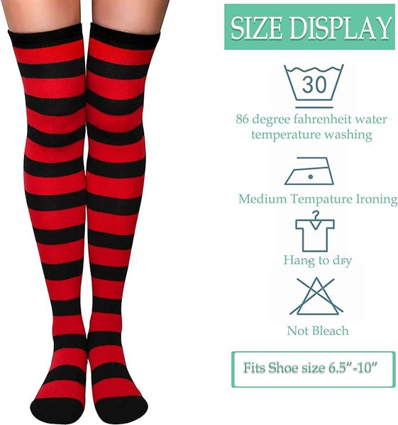 MYSTERY - Knee High Striped Women Ladies Girl Socks - Size 9-11