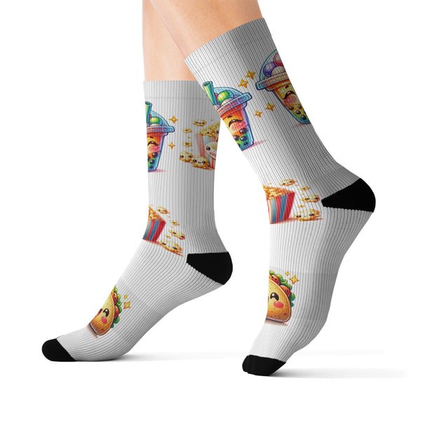 Kawaii Comfort Food Sublimation Woman Socks