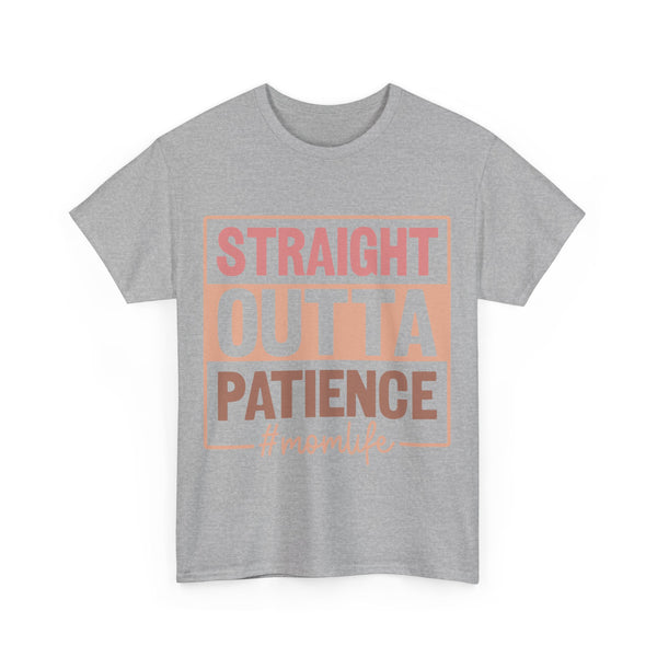 "Straight Outta Patience - Mom Life" Plus Size Women Heavy Cotton Tee T-Shirt