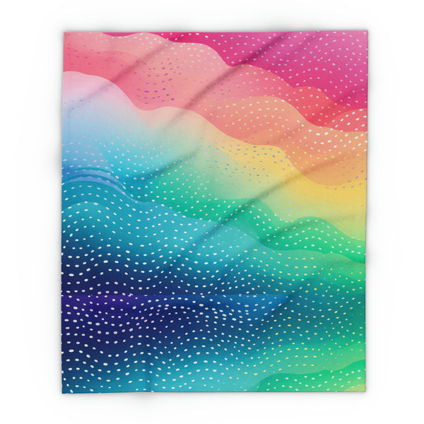 Rainbow Dots Arctic Fleece Throw Blanket