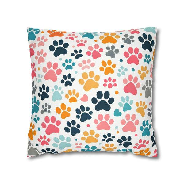 Dog Paw Print Spun Polyester Square Pillowcase