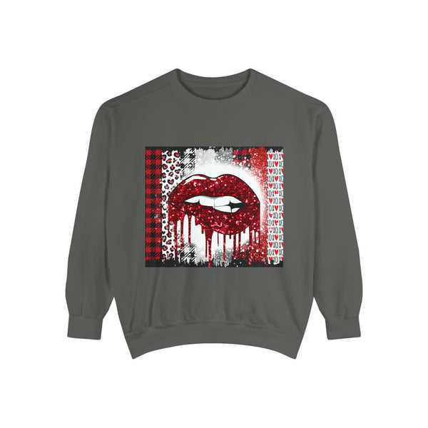Red Lips Unisex Garment-Dyed Sweatshirt