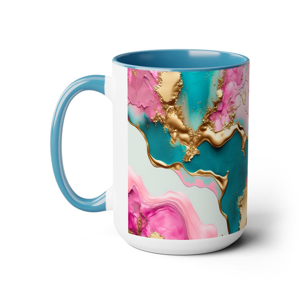 Marble Pink & Gold  Mother's Day Two-Tone Coffee Mugs Cup, 15oz