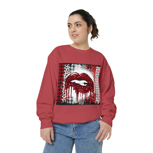 Red Lips Unisex Garment-Dyed Sweatshirt