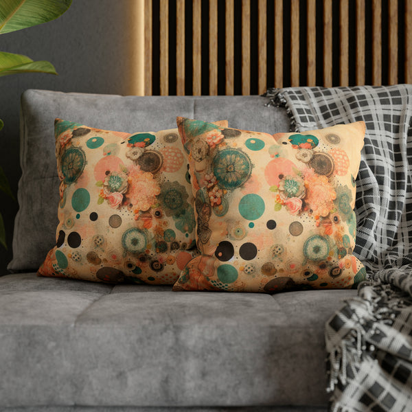 Vintage Polka Dots Spun Polyester Square Pillowcase