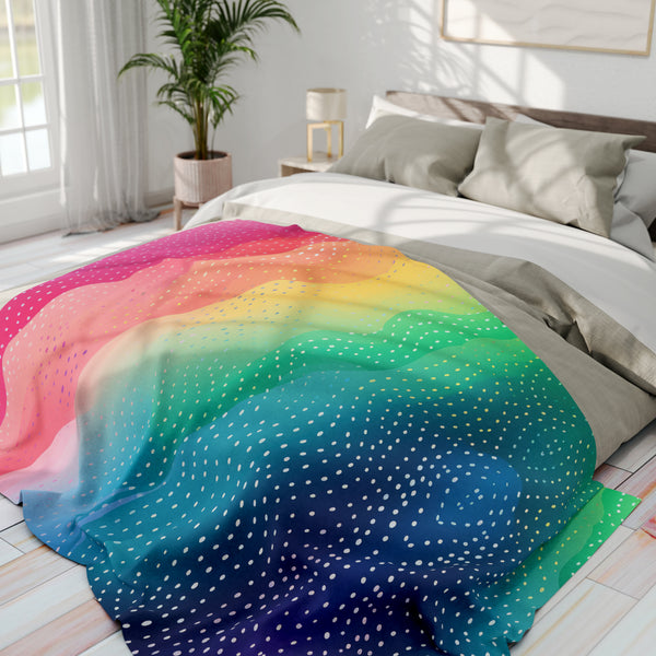 Rainbow Dots Arctic Fleece Throw Blanket