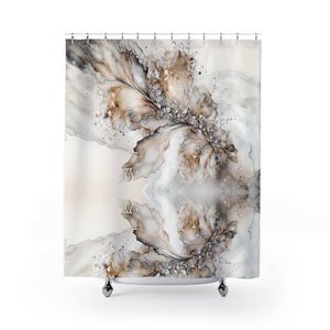 Natural White Marble Gold  Shower Curtains