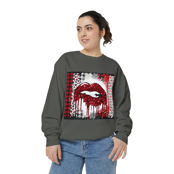 Red Lips Unisex Garment-Dyed Sweatshirt