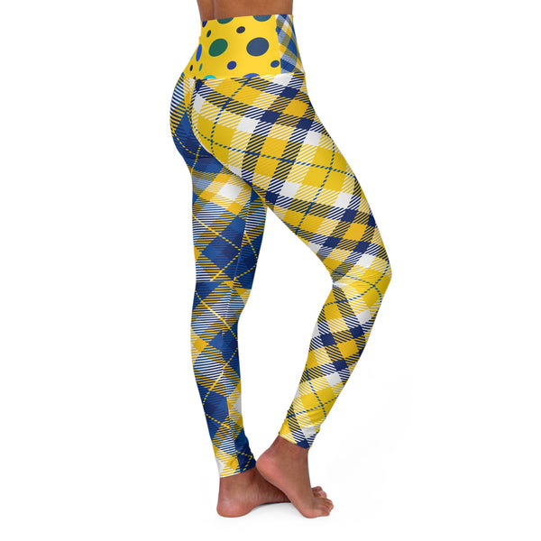 Blue Yellow High Waisted Yoga Leggings