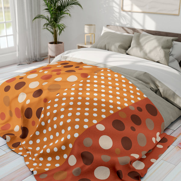 Large Warm Color Polka Dots Arctic Fleece Throw Blanket