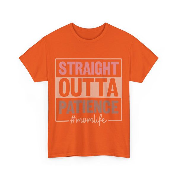 "Straight Outta Patience - Mom Life" Plus Size Women Heavy Cotton Tee T-Shirt