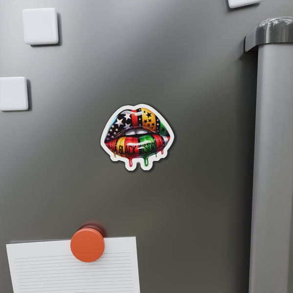 Black History Juneteenth Dripping Lips Die-Cut Magnets