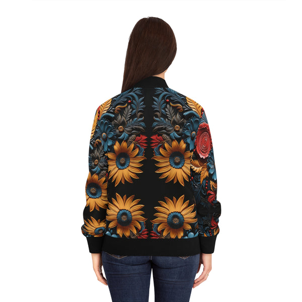 3D Flowers Women's Bomber Jacket