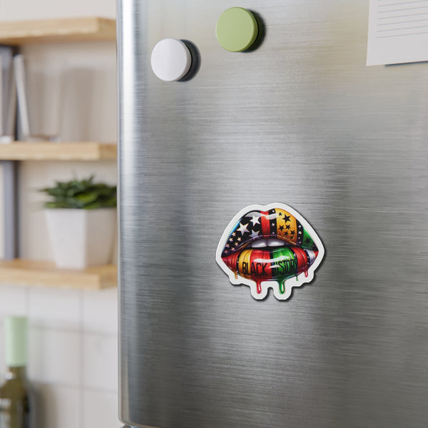 Black History Juneteenth Dripping Lips Die-Cut Magnets