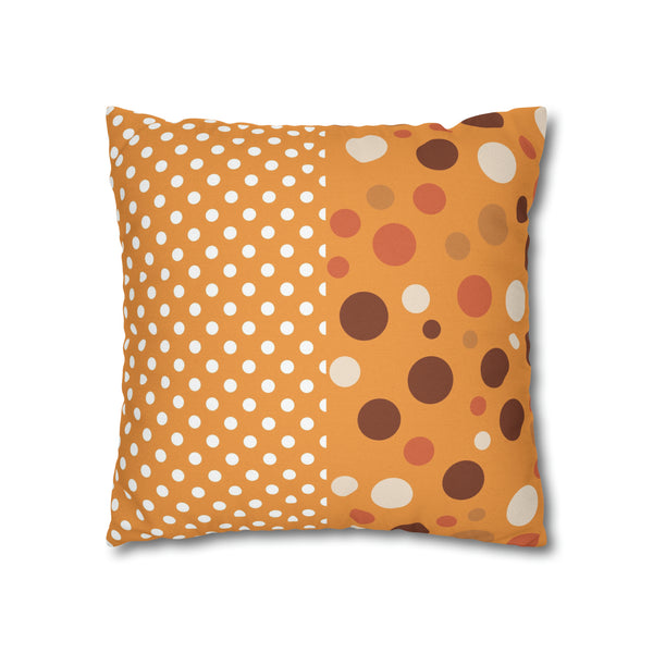 Large Warm Color Polka Dots Spun Polyester Square Throw Pillowcase